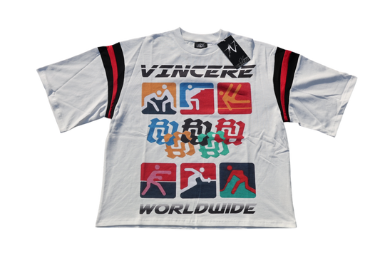 White “Olympic’ over sized Tee